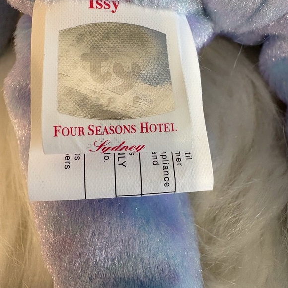 Ty  Issy Sydney Four Seasons Hotel Beanie Babies Iridescent Blue Bear Plush - Picture 4 of 6
